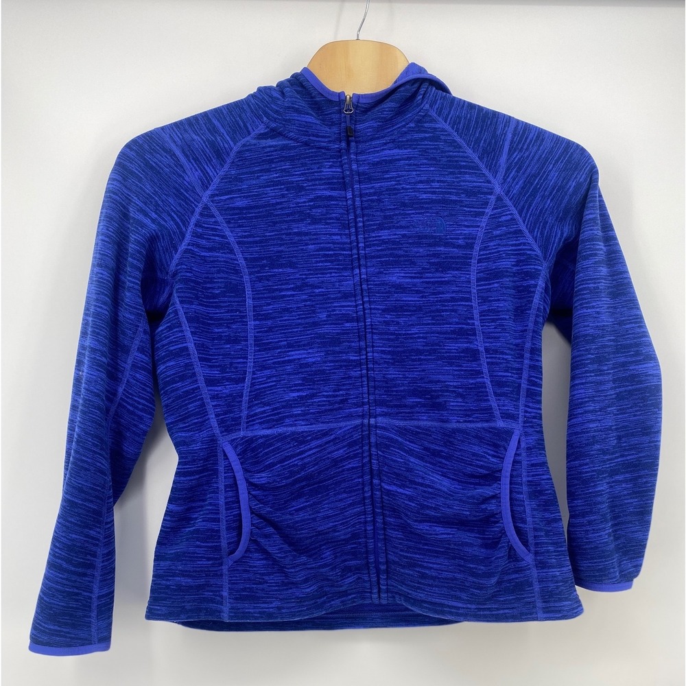 The North Face Hooded Fleece Jacket XL Blue Space Dye Full Zip Excellent